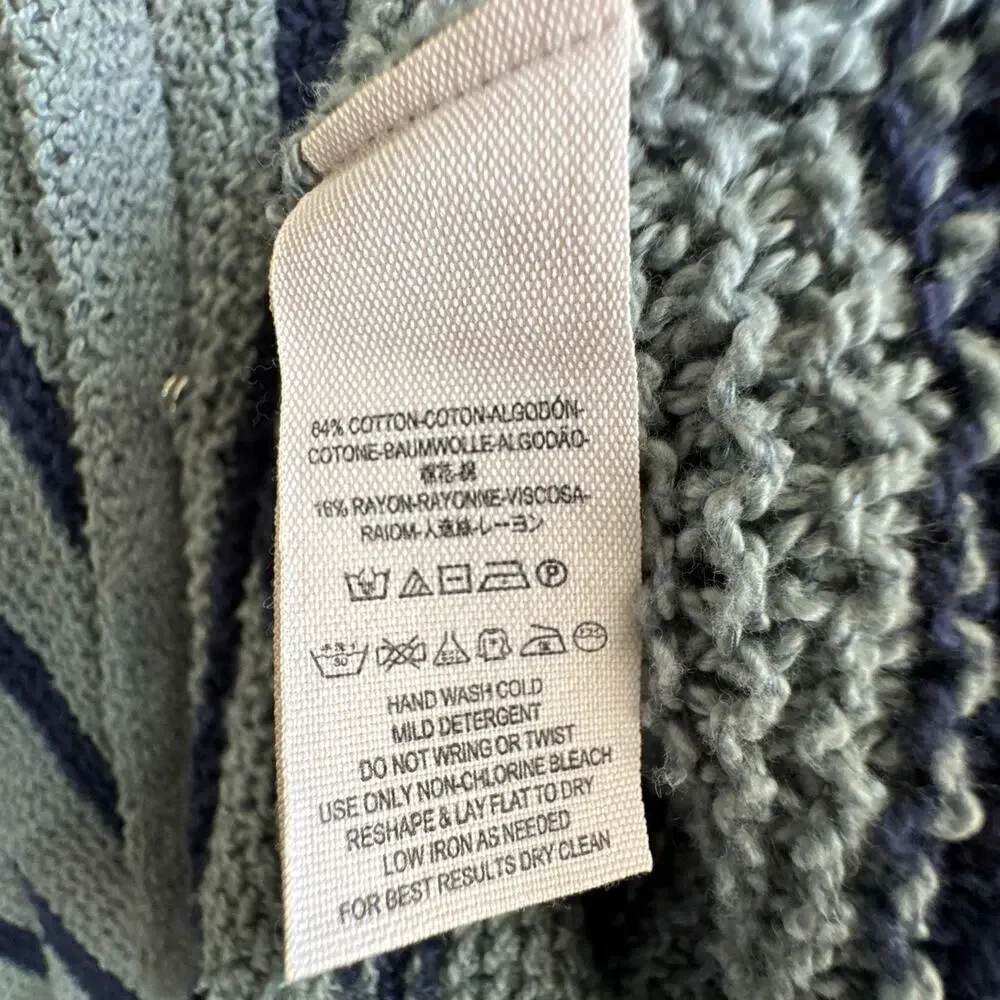 Free People Circle Back Cardigan Blue XS Striped Draped Knit Sweater